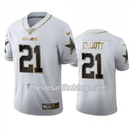 Herren Dallas Cowboys Trikot Ezekiel Elliott 21 Nike Weiß Golden Edition 100th
